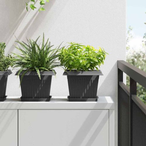 Квадратна цветна саксия 24 pcs Черно 23 x 23 x 17,5 см