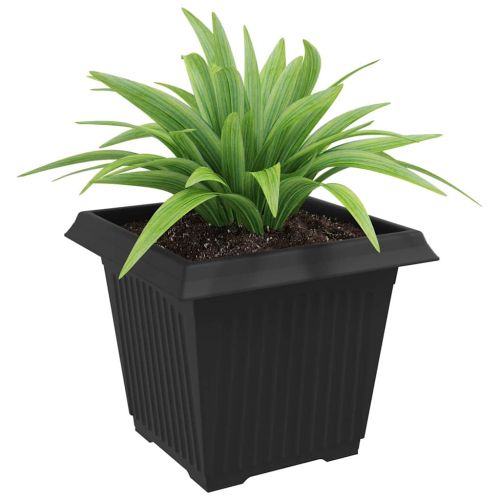 Квадратна цветна саксия 24 pcs Черно 33 x 33 x 26 см Пластмаса