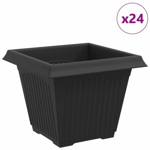 Квадратна цветна саксия 24 pcs Черно 38 x 38 x 30 см Пластмаса