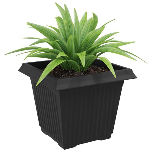 Квадратна цветна саксия 24 pcs Черно 43 x 43 x 33,5 см