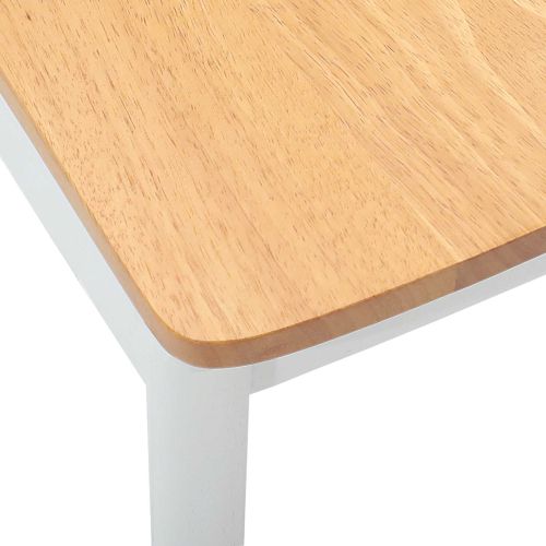 Трапезен стол 2 pcs Бял и натурален Солидно гумено дърво