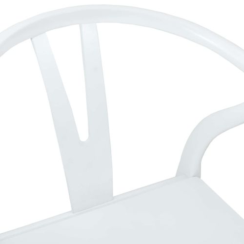 Трапезен стол 2 pcs Бяло и бяло Солидно гумено дърво