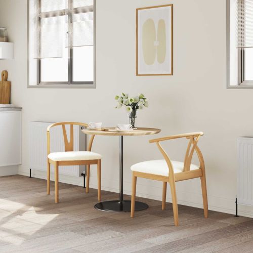 Трапезен стол 2 pcs Естествено и светло Солидно гумено дърво