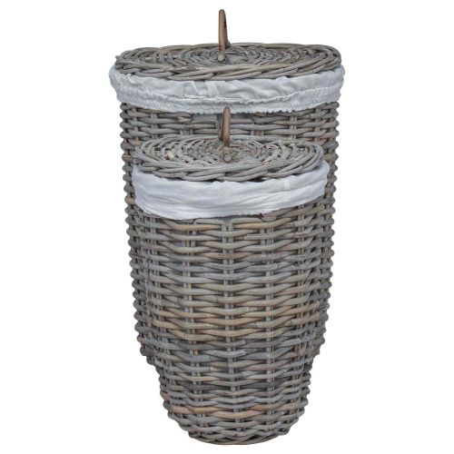 Кош за пране с капак 2 pcs Кубу сив Кубу Ратан
