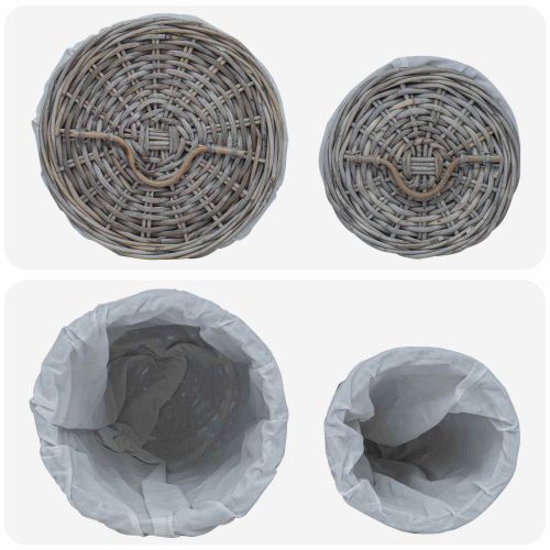 Кош за пране с капак 2 pcs Кубу сив Кубу Ратан
