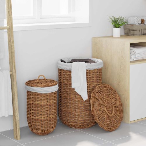 Кошница за Пране 2 pcs Кафяво Кубу Ратан