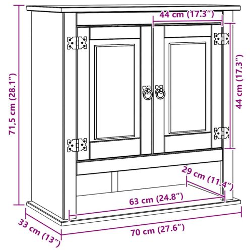 Висящ шкаф Corona Бяло 70 x 33 x 71,5 см Солидно борово дърво