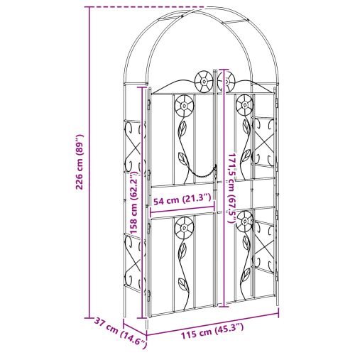 Градинска арка Едноцветен Зелен 115 x 37 x 226 см