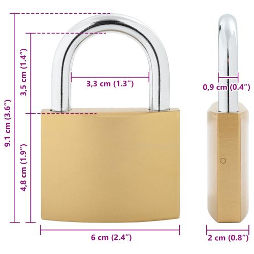 U Lock с ключове Месинг 6 x 2 x 9,1 см Желязо