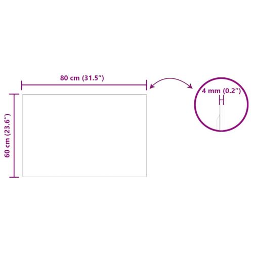 Стенни огледала Правоъгълна 80 x 60 cm закалено стъкло