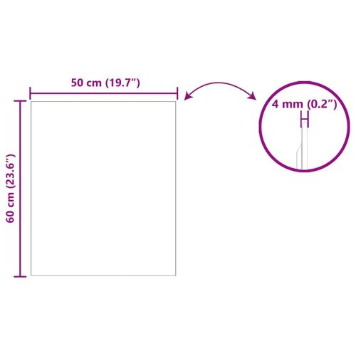 Стенни огледала Правоъгълна 50 x 60 cm закалено стъкло