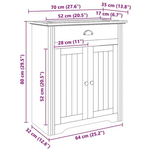 Шкаф за баня BODO Меден кафяв 70 x 35 x 80 см Инженерно дърво