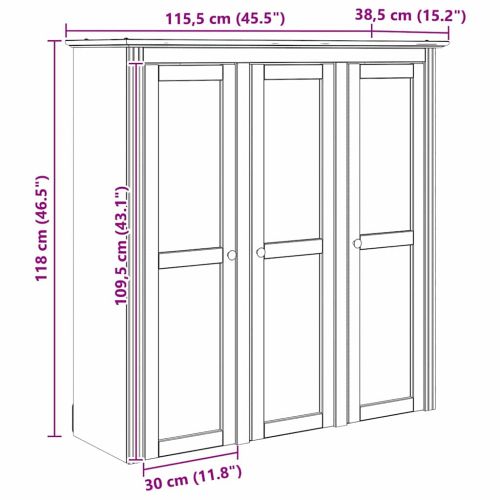 Шкаф с стъклени врати BODO Меден кафяв 115,5 x 38,5 x 117,7 см