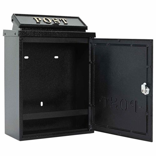 Стенно монтирана пощенска кутия с врата Черно 29 x 13 x 41 см