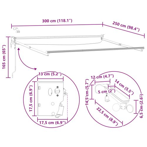 Електрическа разтегателна рамка за сенник Антрацит 3 x 2,5 m