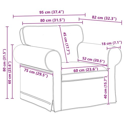 Диван Тъмен сив 95 x 82 x 80 см текстил