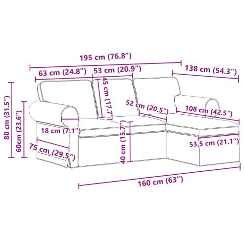 Диван Таупе 195 x 138 x 80 см текстил