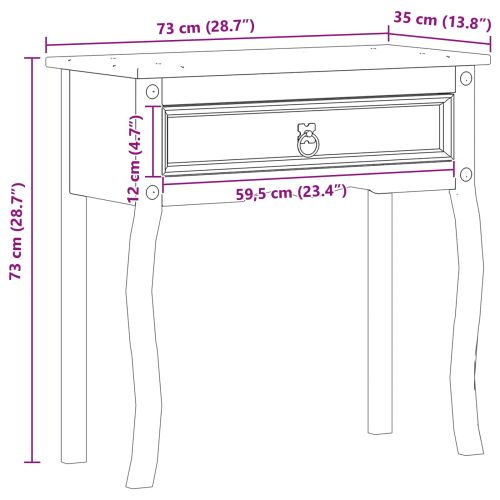 Конзолна масичка Бяло 73 x 35 x 73 см Солидно борово дърво