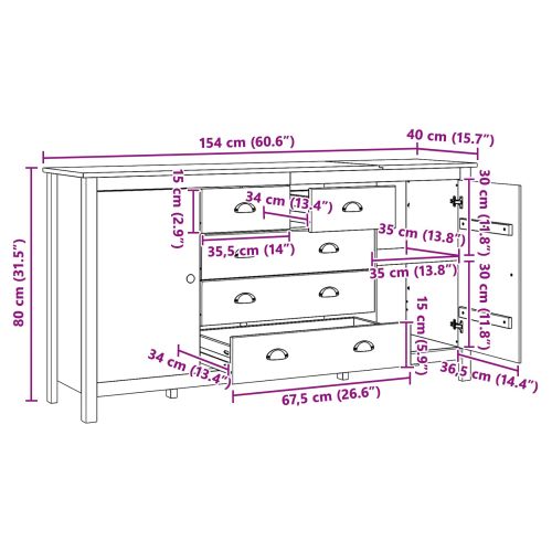 Служебен шкаф с чекмедже HILL Меден кафяв 154 x 40 x 80 см
