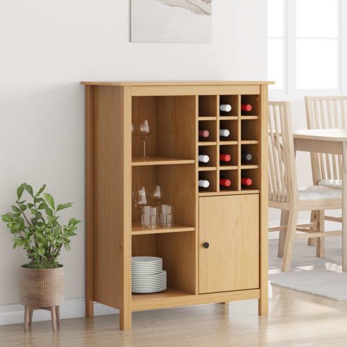 Шкаф за вино HILL Меден кафяв 79.5 x 40 x 107.5 см Солиден бор