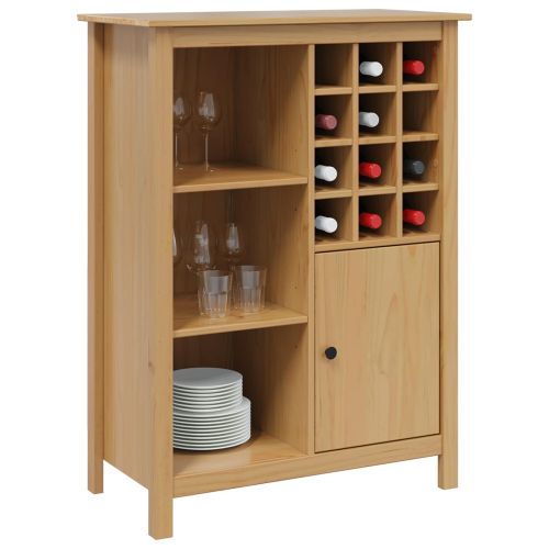 Шкаф за вино HILL Меден кафяв 79.5 x 40 x 107.5 см Солиден бор