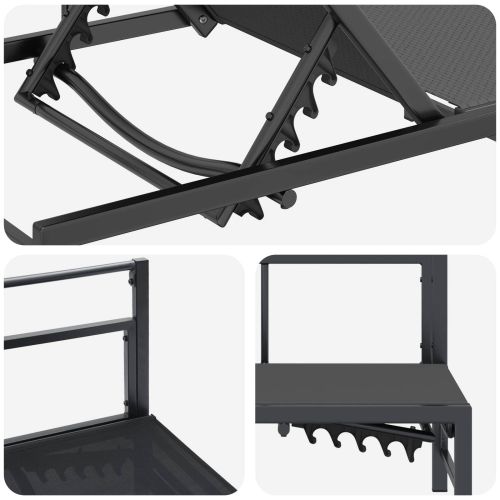 Шезлонг Черен 200 x 62 x 59,5 см Textilene