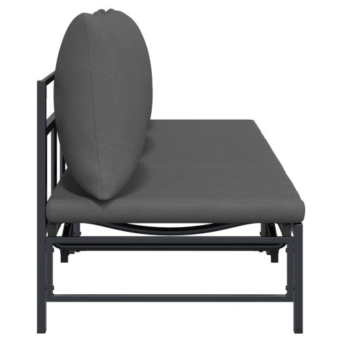 Шезлонг за 3-ма Черен 200 x 62 x 59,5 см Textilene