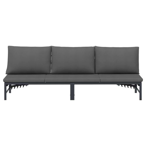 Шезлонг за 3-ма Черен 200 x 62 x 59,5 см Textilene
