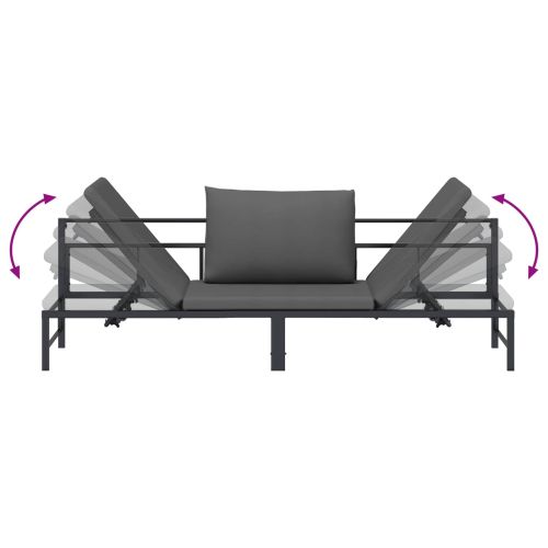 Шезлонг за 3-ма Черен 200 x 62 x 59,5 см Textilene