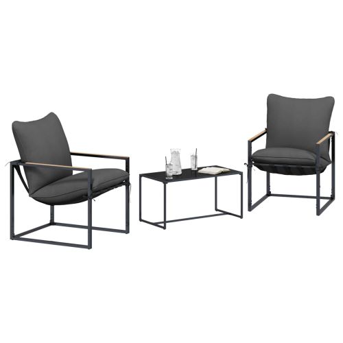 Градински Софа Комплект 3 pcs Черно и антрацит Стомана