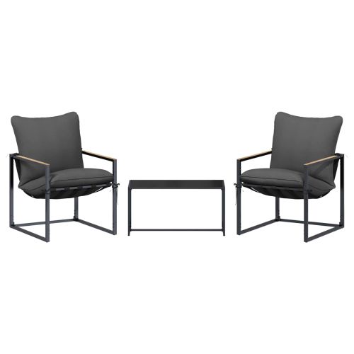 Градински Софа Комплект 3 pcs Черно и антрацит Стомана