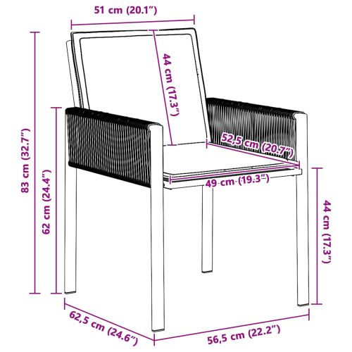 Градински столове 6 pcs Черно и тъмно сиво полиратан