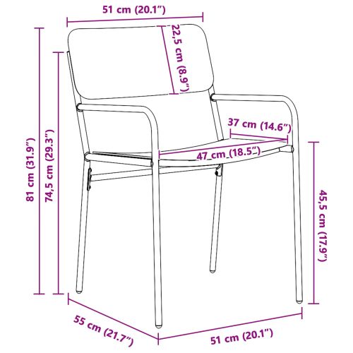 Градински столове 2 pcs Антрацит 51 x 55 x 81 см Стомана
