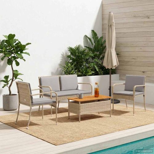 Градински комплект с възглавница стомана