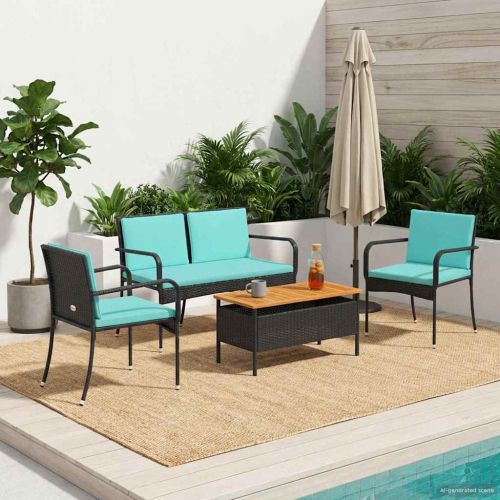 Градински комплект с възглавница стомана