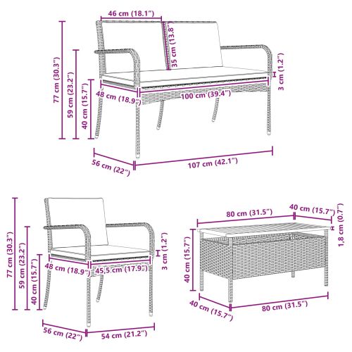 Градински комплект с възглавница стомана