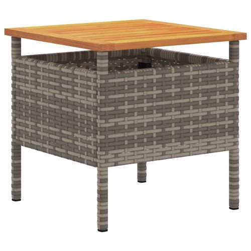 Градински бистро комплект с възглавница 3 pcs Сив полиратан