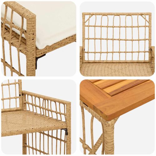 Комплект за външни мебели 4 pcs Естествено и кремаво бяло