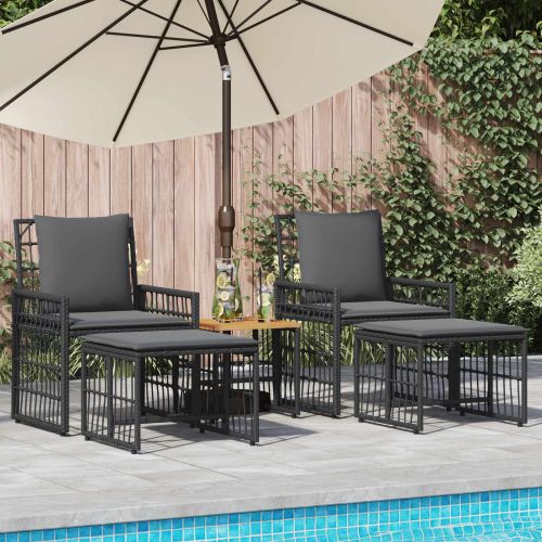 Комплект за външни мебели 5 pcs Черно и тъмно сиво