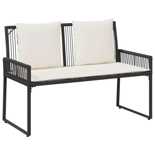 Комплект за външни мебели 4 pcs Черно и кремаво бяло полиратан