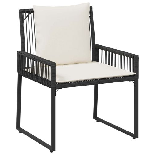 Комплект за външни мебели 4 pcs Черно и кремаво бяло полиратан