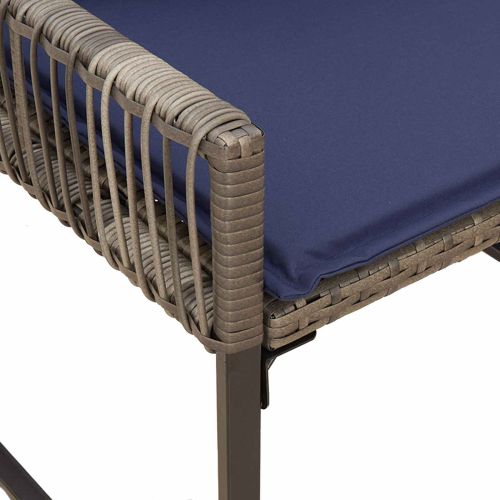 Комплект за външни мебели 9 pcs Сив и тъмен син полиратан