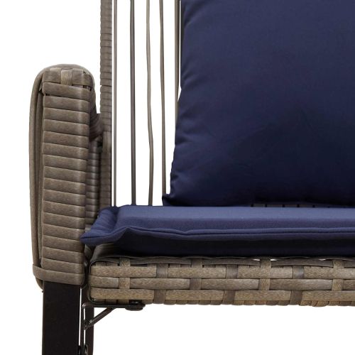 Комплект за външни мебели 9 pcs Сив и тъмен син полиратан