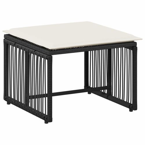 Комплект за външни мебели 11 pcs Черно и кремаво бяло полиратан