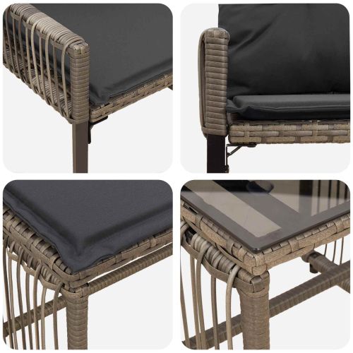 Комплект за външни мебели 11 pcs Сив и тъмен сив полиратан