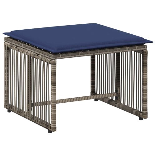 Комплект за външни мебели 11 pcs Сив и тъмен син полиратан