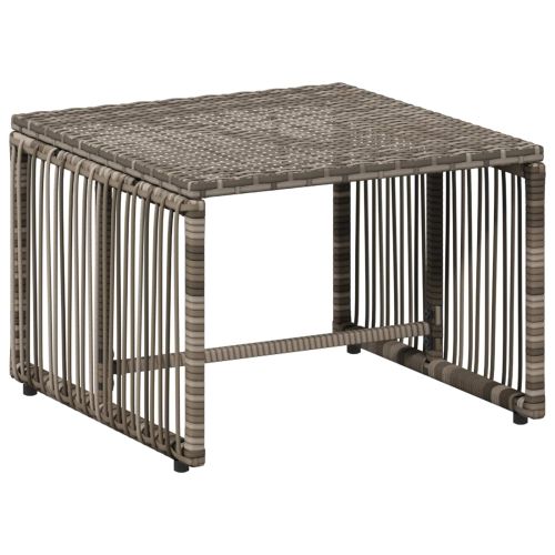 Комплект за външни мебели 11 pcs Сив и тъмен син полиратан