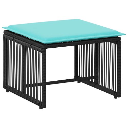 Комплект за външни мебели 11 pcs Черен и Туркоаз полиратан