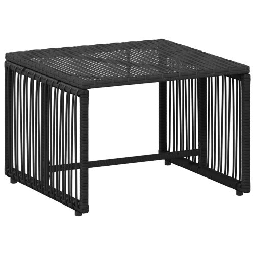 Комплект за външни мебели 11 pcs Черен и Туркоаз полиратан