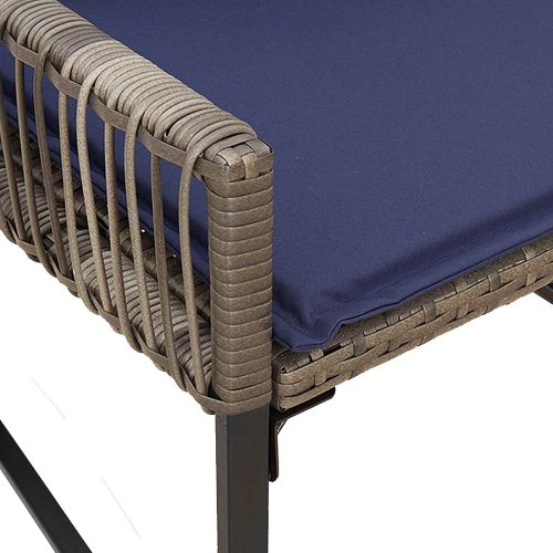 Комплект за външни мебели 7 pcs Сив и тъмен син полиратан